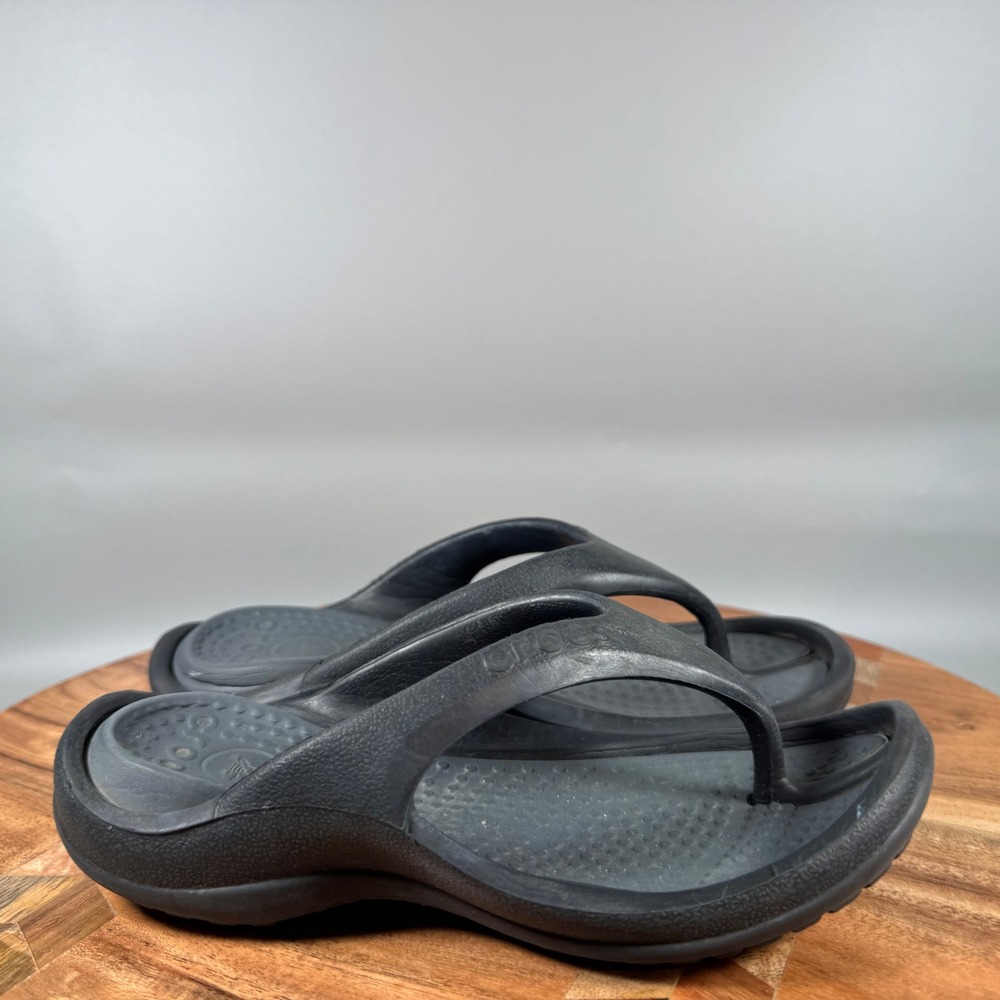 Crocs Kids Flip Flops Black Thong Sandals Toddler Size 12 13